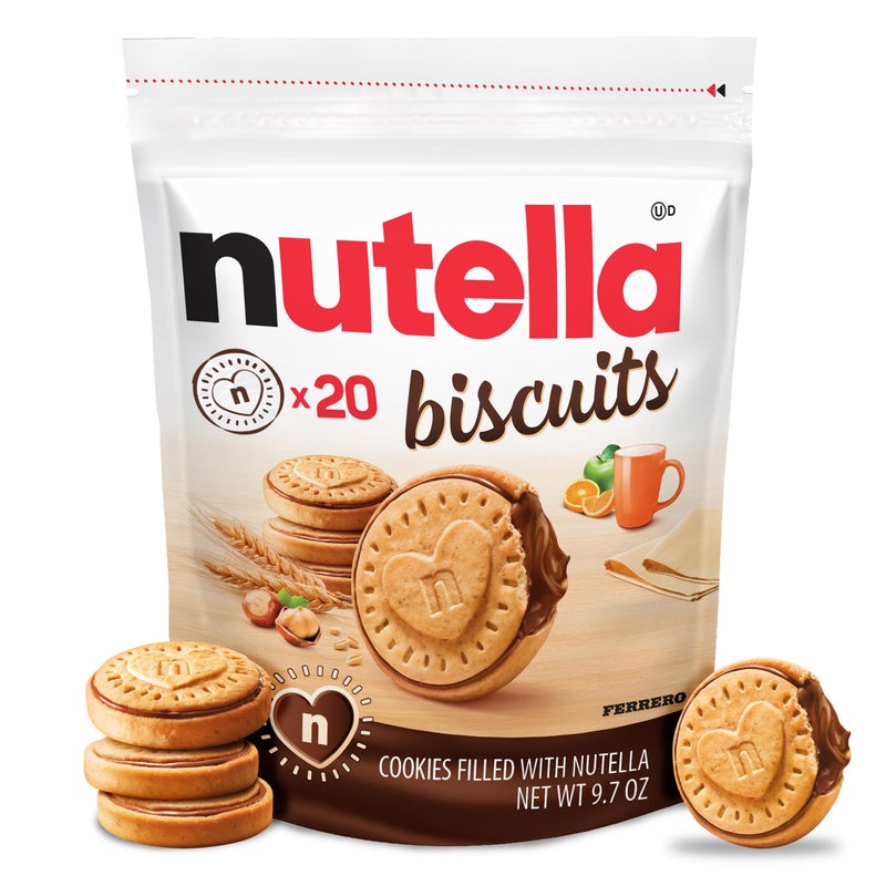 Nutella بسكويت نوتيلا محشي بكريمة نوتيلا بندق، عبوة وجبة خفيفة، 9.7 أونصة - Image 1